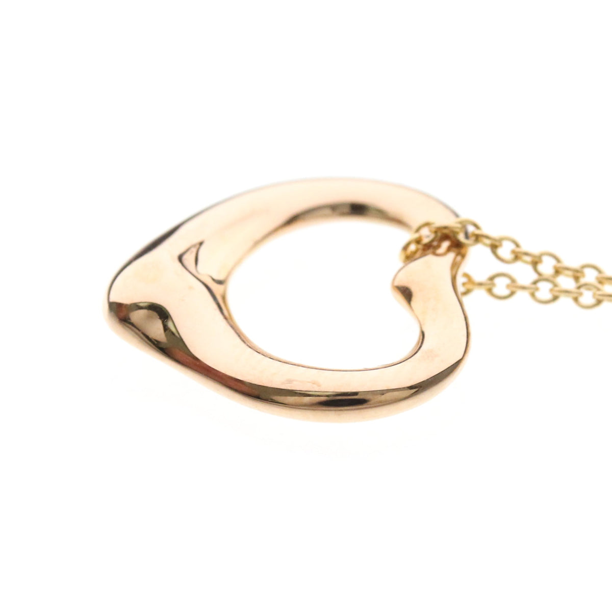 Tiffany & Co. Elsa Peretti Open Heart Pendant 18K Rose Gold Pink Pink_Gold Necklace Jewelry (Pre-Owned)