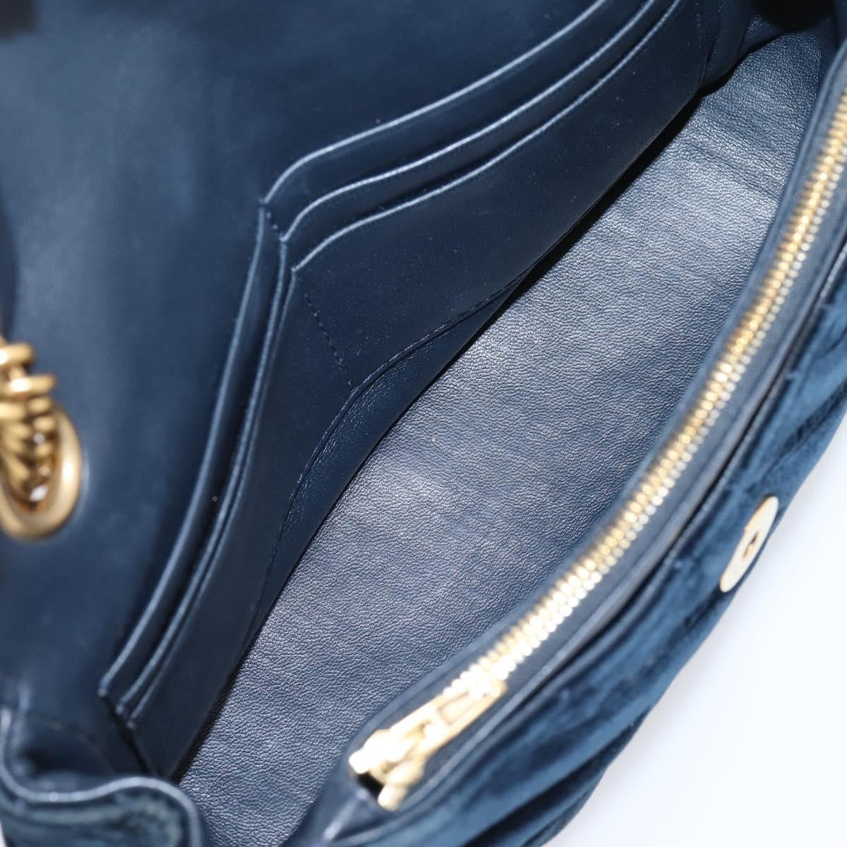 Balenciaga Bb Chain Round Quilted Velvet Navy Velvet Shoulder Bag Bag (Pre-Owned)