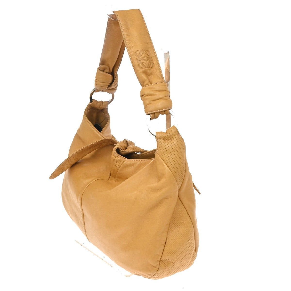 Loewe Vintage Knot Nappa Leather Hobo Bag Leather Beige Leather Handbag (Pre-Owned)