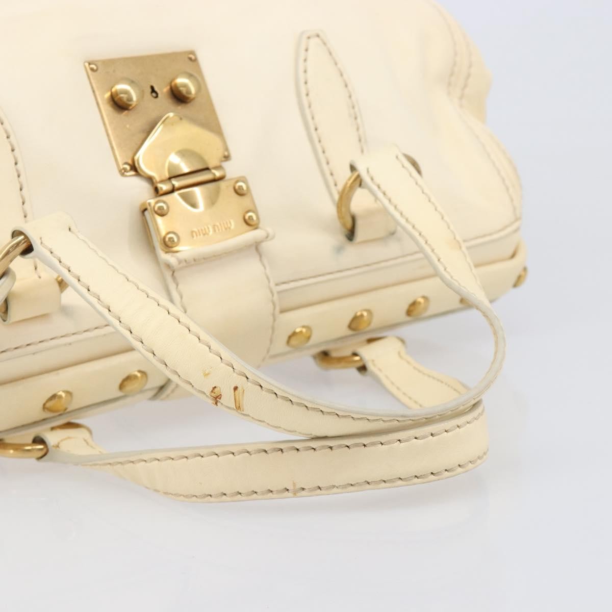 Miu Miu Beau Top Handle Leather Beige Leather Handbag (Pre-Owned)