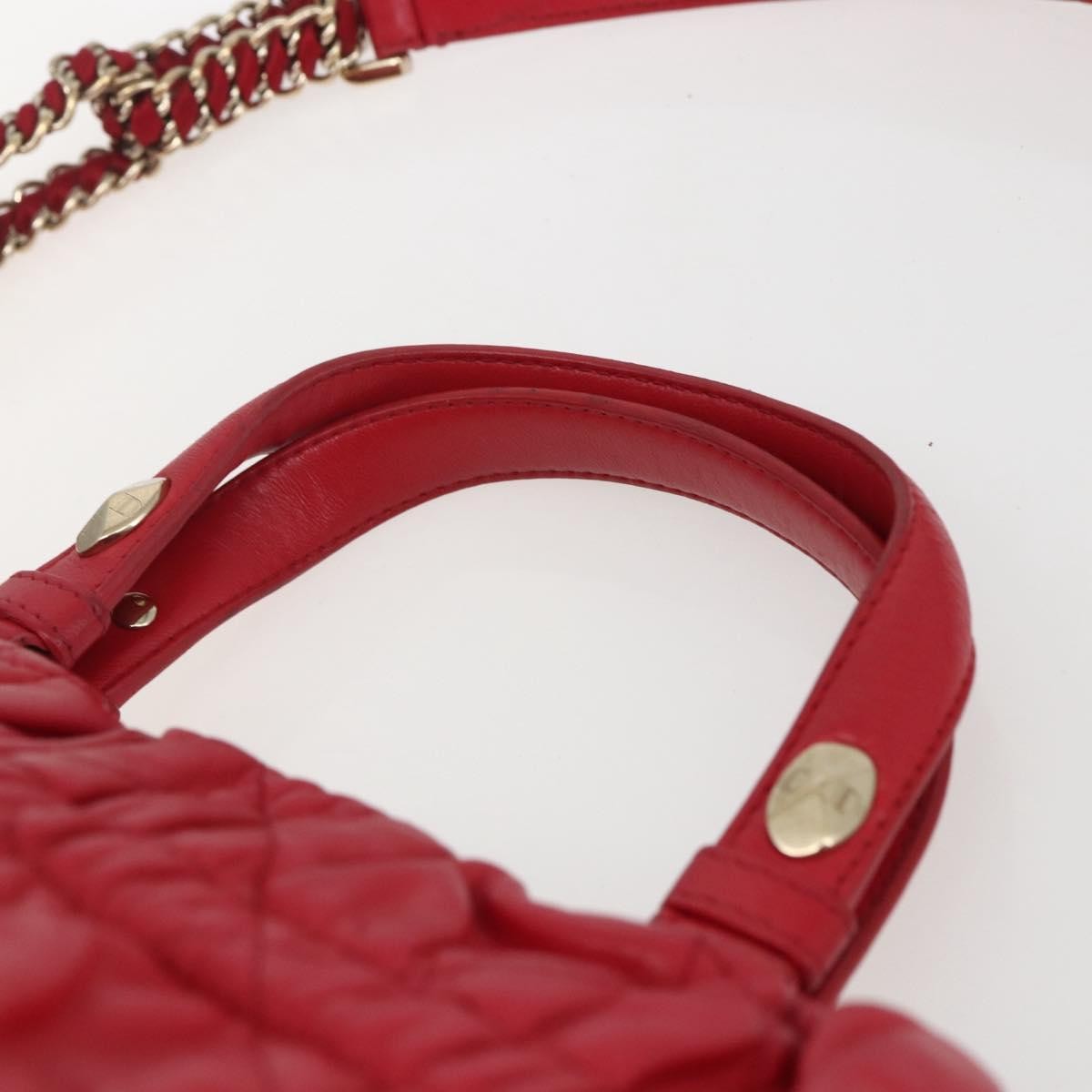 Christian Dior Delices Cannage Quilt Leather Red Leather Tote Bag Bag (Pre-Owned)