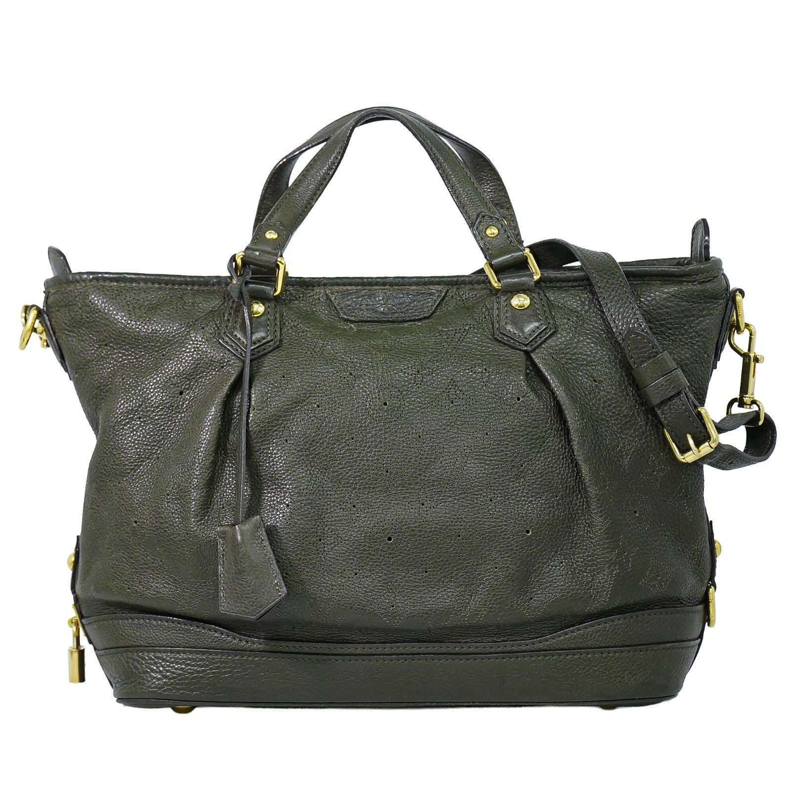Louis Vuitton Stellar Mahina Leather Khaki Leather Handbag (Pre-Owned)
