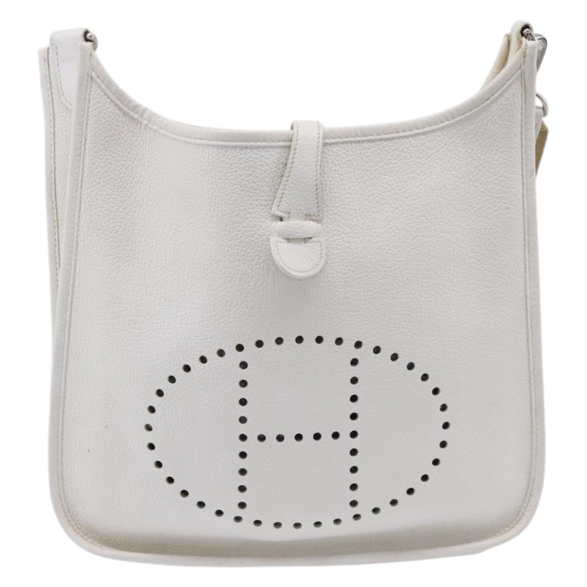 Hermes Evelyne Bag Gen I Togo White Leather Handbag (Pre-Owned)