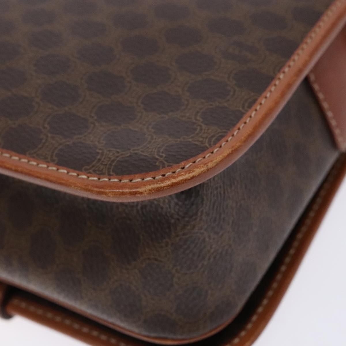 Celine Macadam Shoulder Pvc Leather Brown Canvas Bag (Pre-Owned)