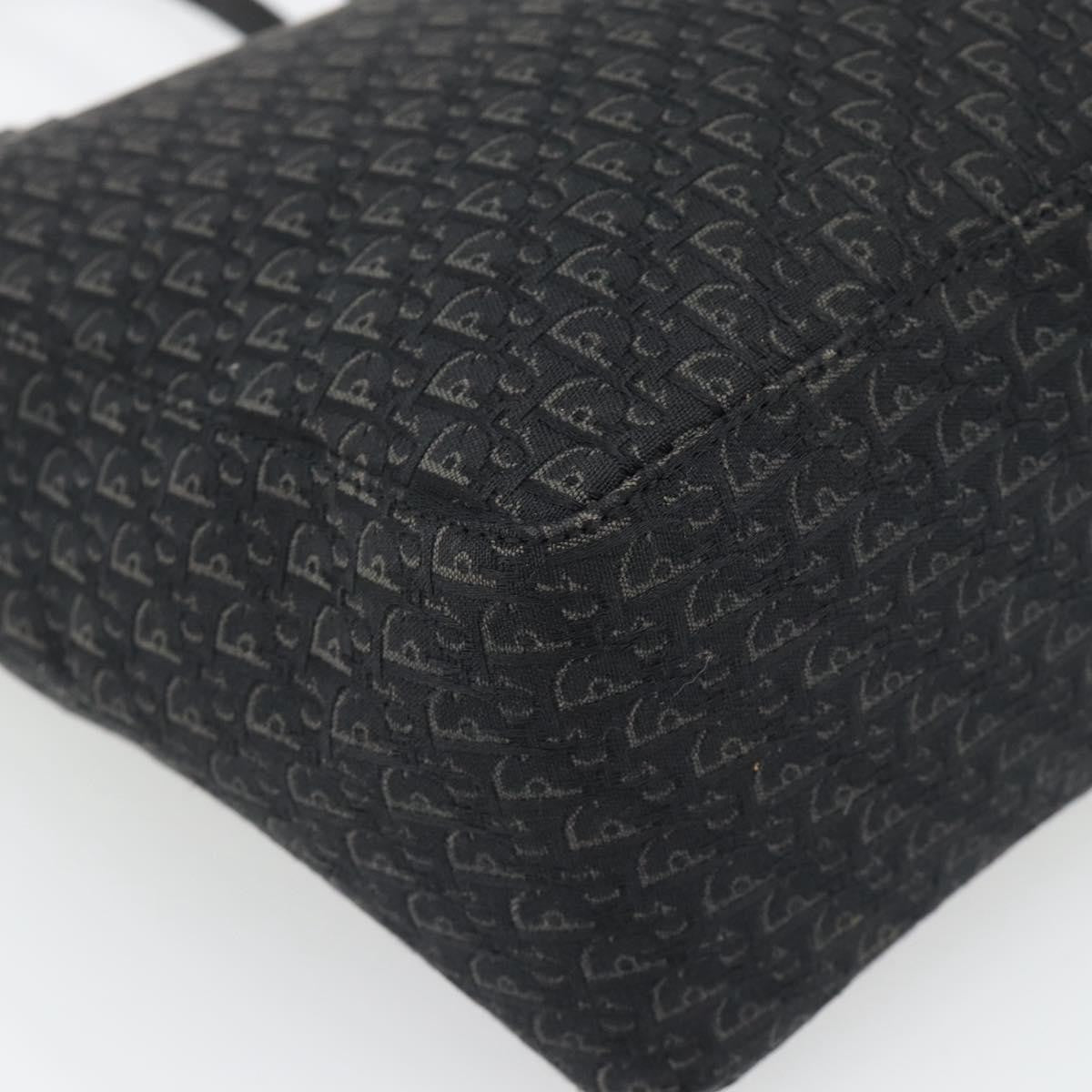 Christian Dior Vintage Open Pocket Diorissimo Canvas Black Canvas Tote Bag Bag (Pre-Owned)