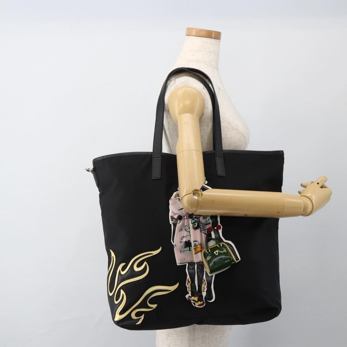 Prada Zip Tote Tessuto Black Nylon Tote Bag Bag (Pre-Owned)