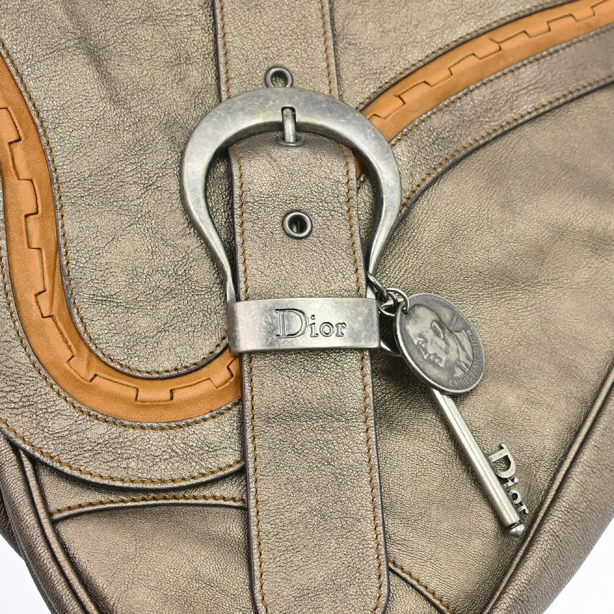 Christian Dior Vintage Gaucho Double Saddle Leather Brown Leather Handbag (Pre-Owned)