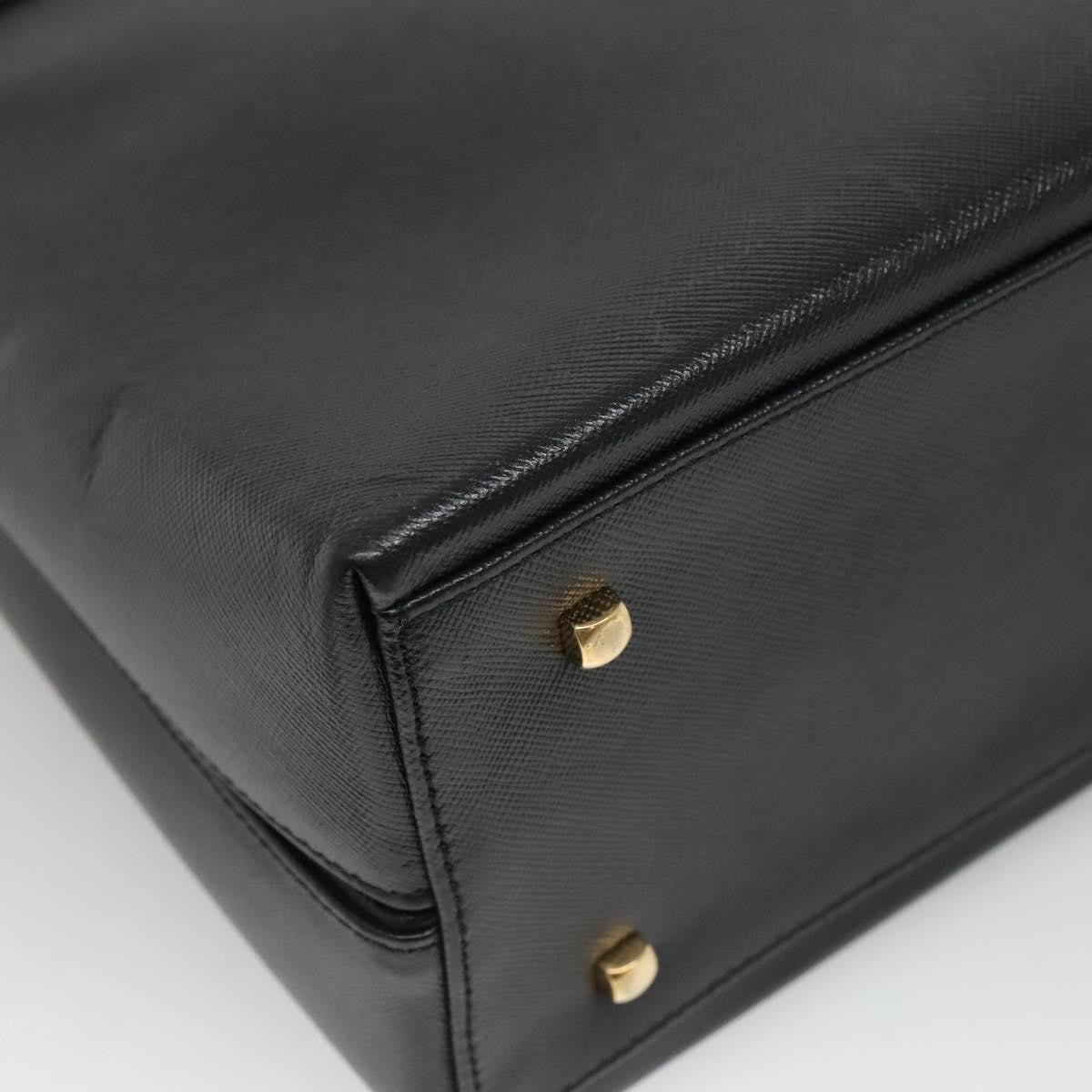 Salvatore Ferragamo Gancini Convertible Top Handle Leather Black Leather Handbag (Pre-Owned)