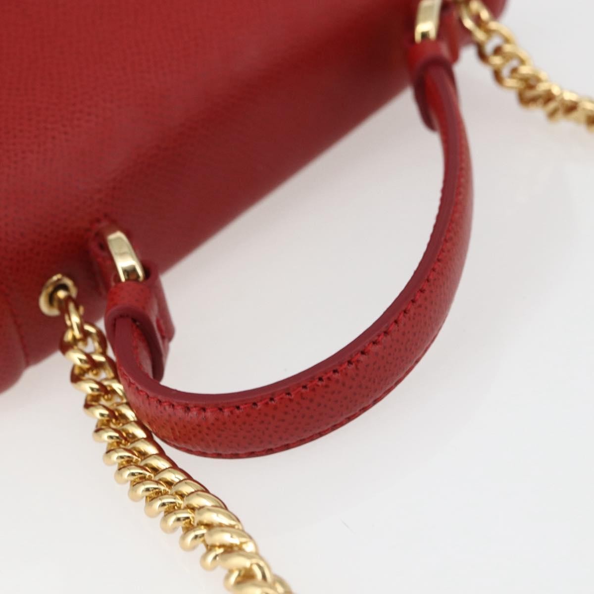Salvatore Ferragamo Carrie Vara Saffiano Leather Red Leather Shoulder Bag Bag (Pre-Owned)