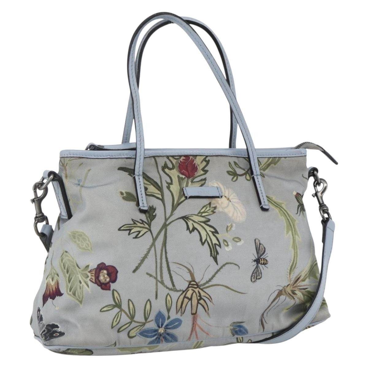 Gucci Convertible Zip Flora Canvas Blue Canvas Tote Bag Bag (Pre-Owned)