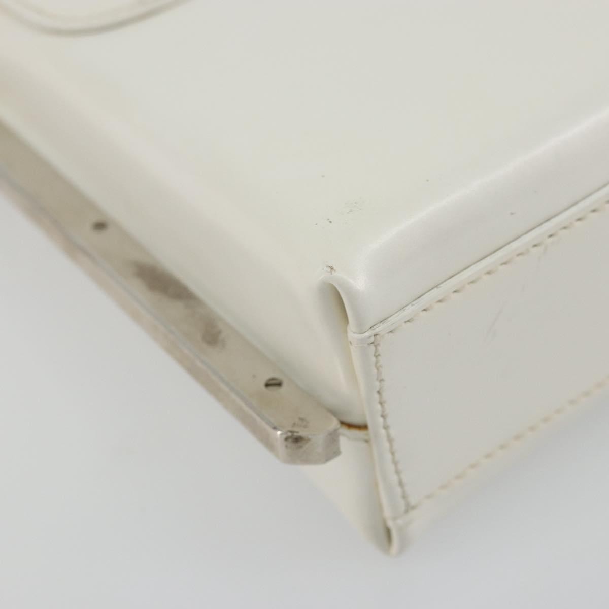 Salvatore Ferragamo Vintage Chain Patent Leather White Patent_Leather Shoulder Bag Bag (Pre-Owned)