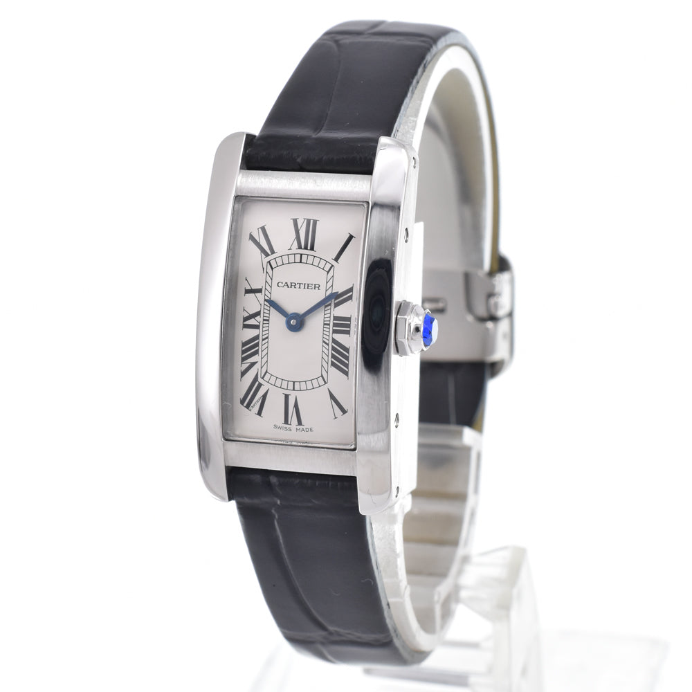 Cartier Tank Americaine Quartz Stainless Steel And Alligator Watch (Pre-Owned)