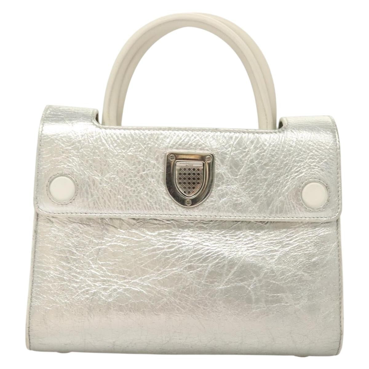 Christian Dior Diorever Leather Silver Leather Bag (Pre-Owned)