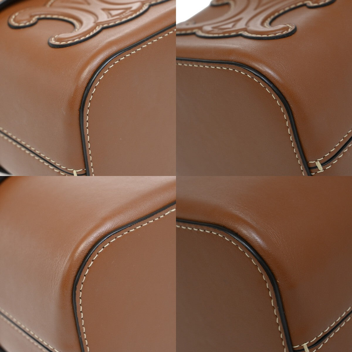 Celine Cuir Triomphe Box Leather Brown Leather Handbag (Pre-Owned)