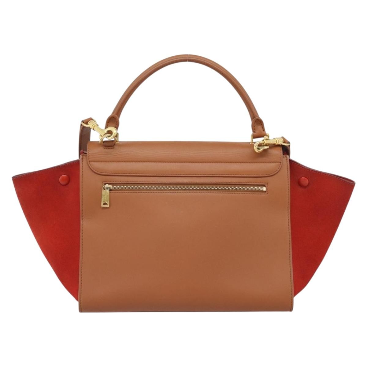 Celine Trapeze Leather With Suede Brown Leather Handbag (Pre-Owned)