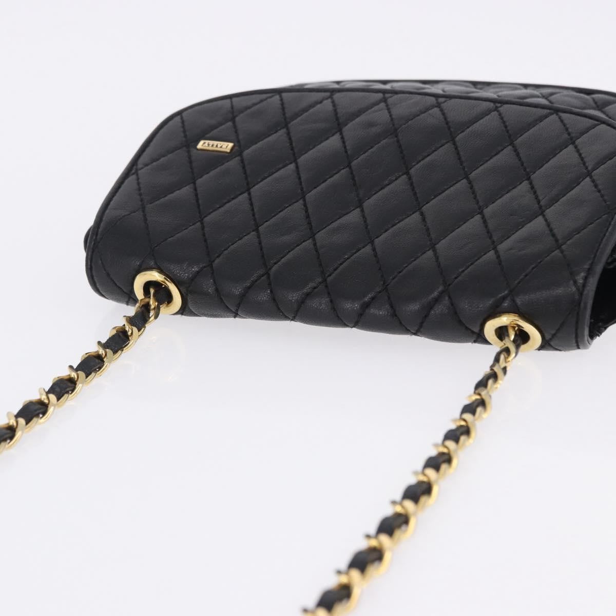 Bally Vintage Chain Quilted Leather Black Leather Shoulder Bag Bag (Pre-Owned)