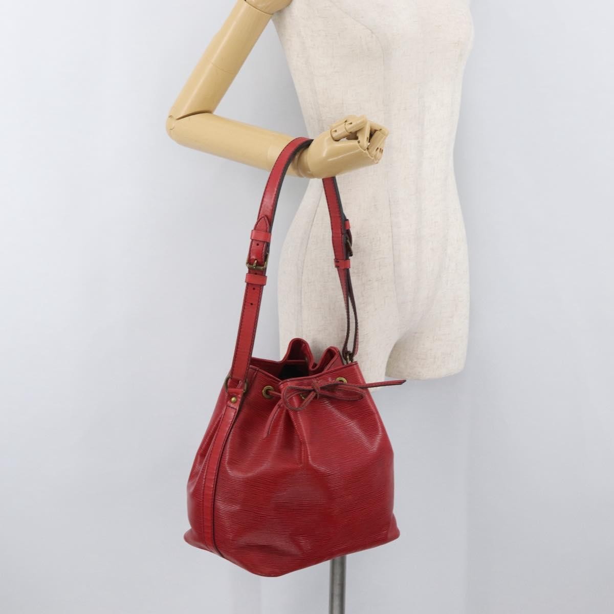 Louis Vuitton Petit Noe Monogram Canvas Red Leather Shoulder Bag Bag (Pre-Owned)