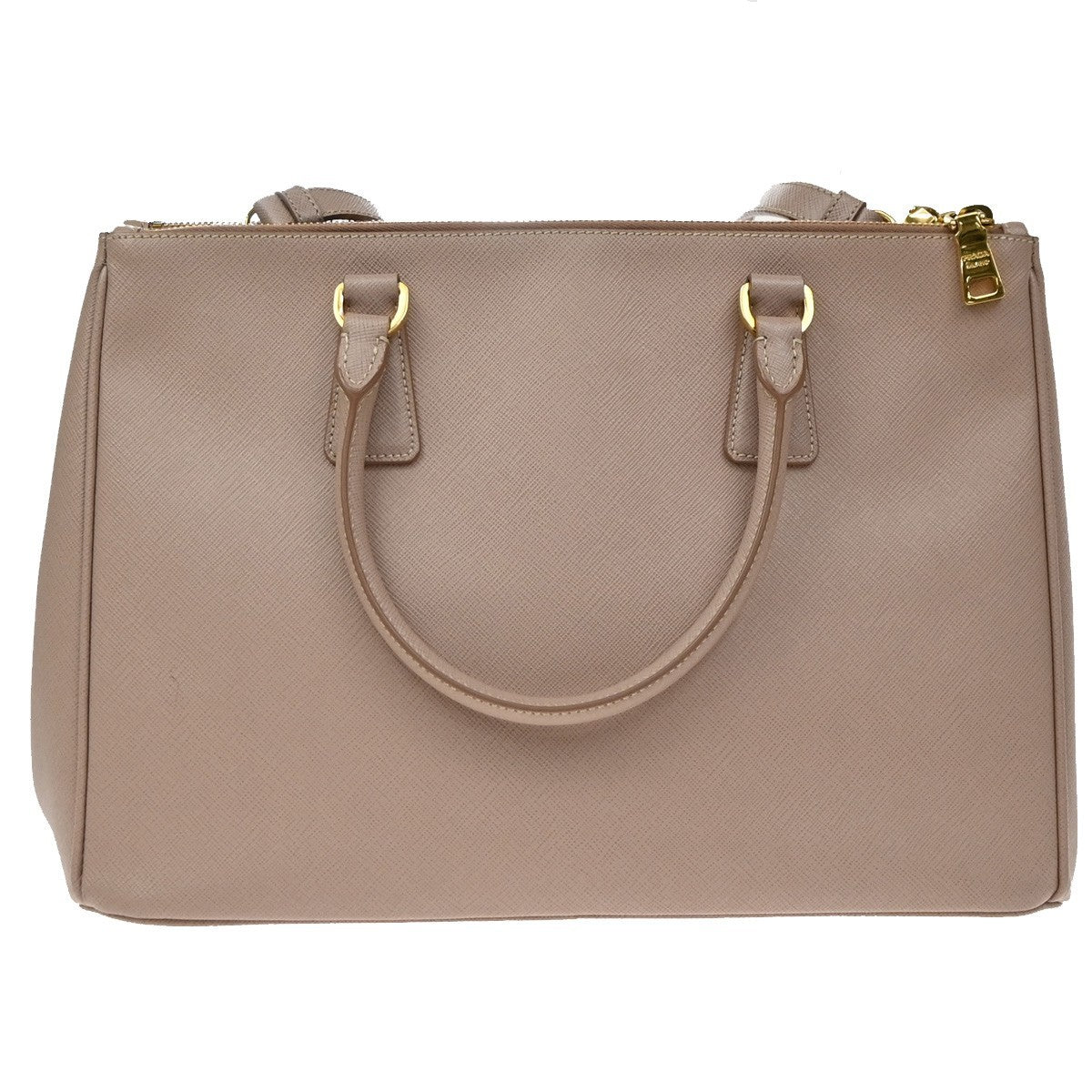 Prada Double Zip Lux Saffiano Leather Pink Leather Tote Bag Bag (Pre-Owned)