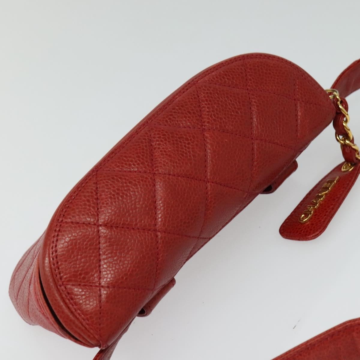 Chanel Vintage Zip Belt Quilted Caviar Red Leather Shoulder Bag Bag (Pre-Owned)