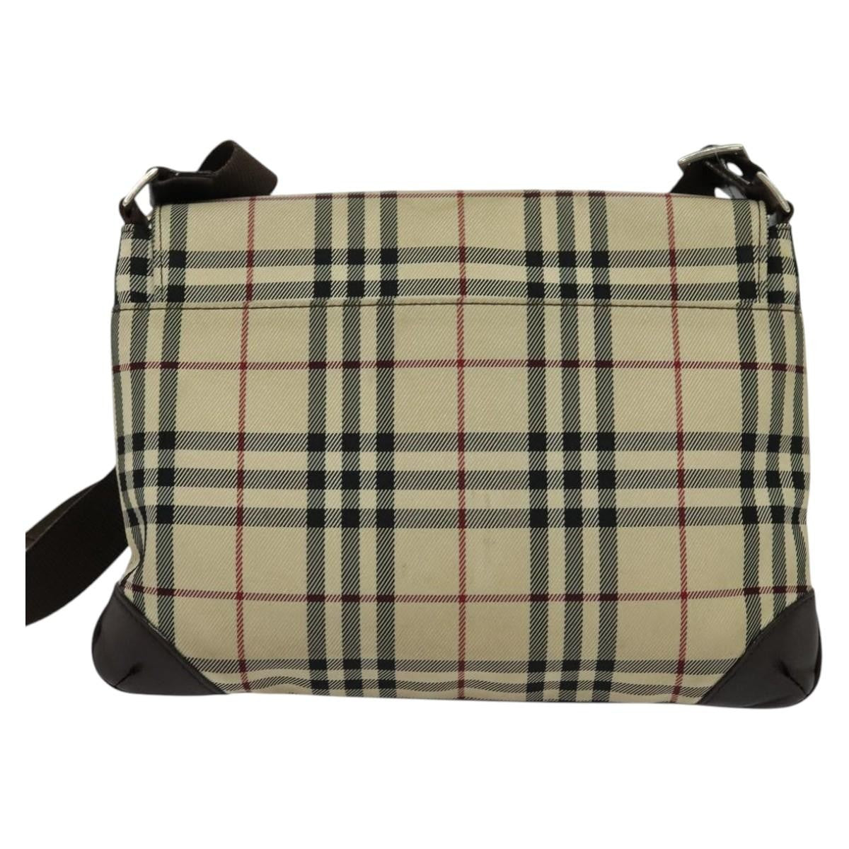 Burberry Vintage Flap Haymarket Canvas Beige Nylon Shoulder Bag Bag (Pre-Owned)