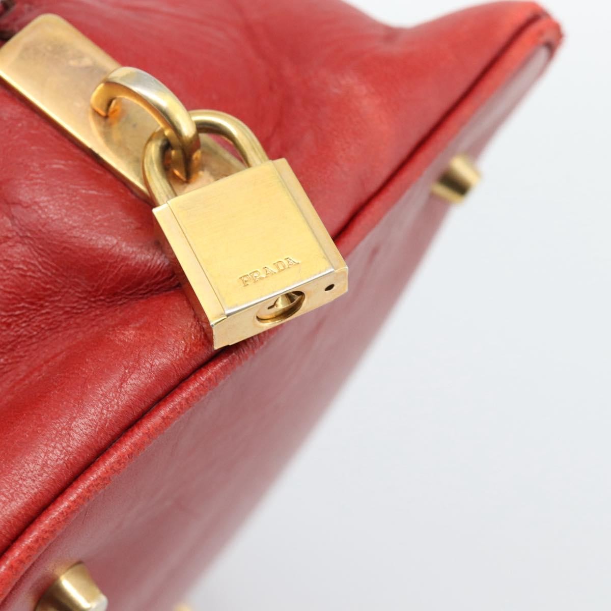 Prada Promenade Saffiano Leather Red Leather Handbag (Pre-Owned)