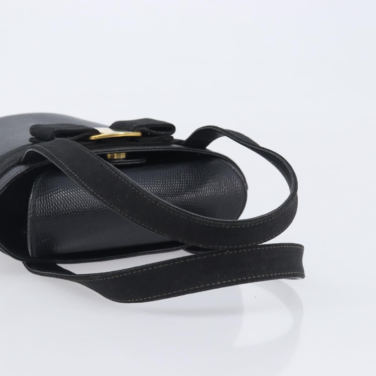 Salvatore Ferragamo Vara Bow Leather Black Leather Crossbody Bag Bag (Pre-Owned)