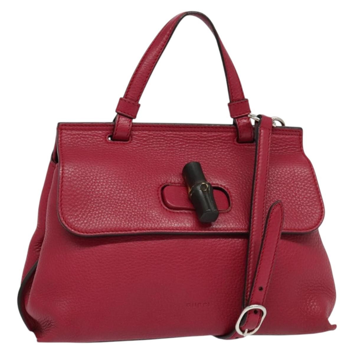 Gucci Bamboo Daily Top Handle Leather Pink Leather Handbag (Pre-Owned)