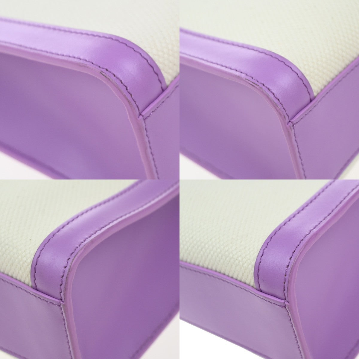 Celine Vertical Cabas Tote Canvas With Leather Purple Canvas Tote Bag Bag (Pre-Owned)