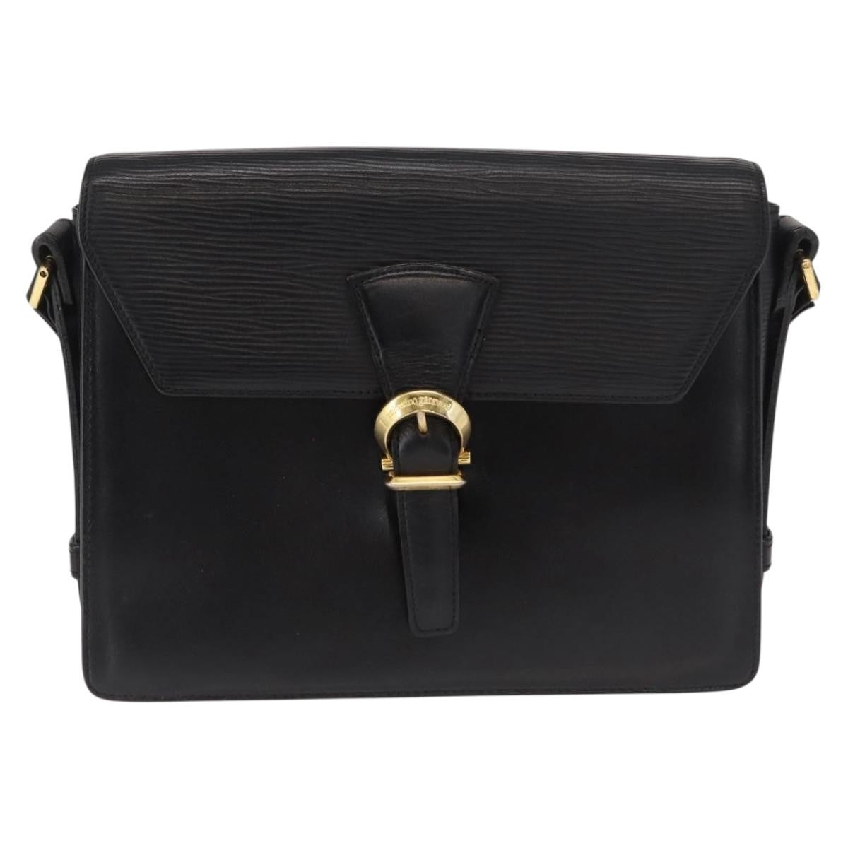 Valentino Garavani Vintage Leather Black Leather Shoulder Bag Bag (Pre-Owned)