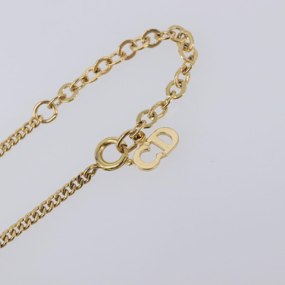 Christian Dior Cd Cube Charms Pendant Metal With Crystals Gold Metal Necklace Jewelry (Pre-Owned)