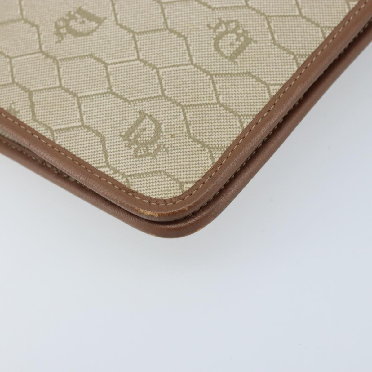Christian Dior Vintage Honeycomb Chain Canvas Beige Canvas Shoulder Bag Bag (Pre-Owned)