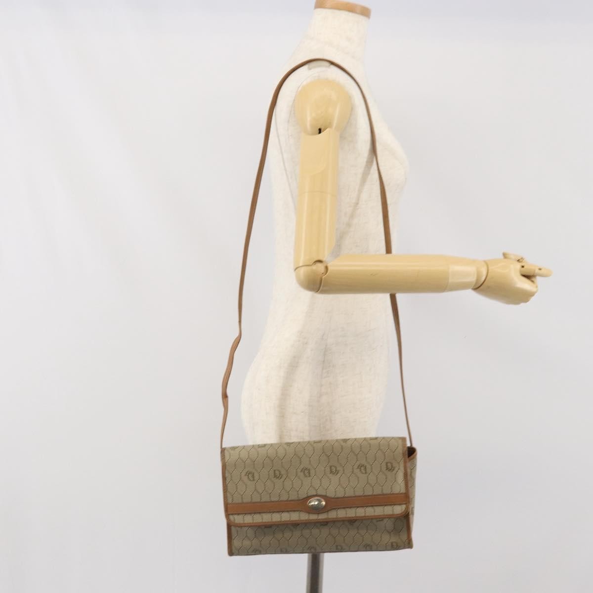 Christian Dior Vintage Honeycomb Canvas And Leather Beige Canvas Shoulder Bag Bag (Pre-Owned)