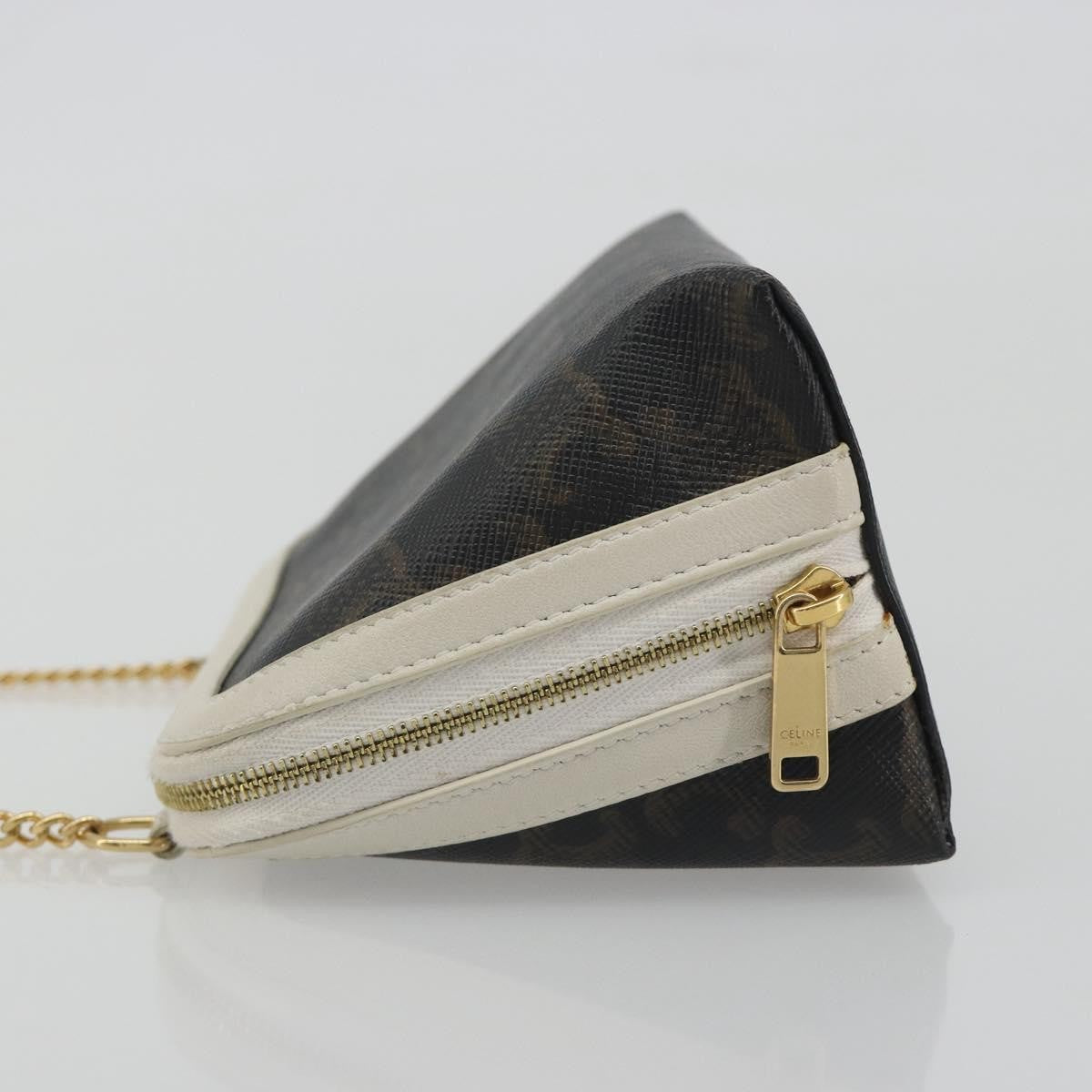 Celine Zip Around Chain Clutch Triomphe Coated Canvas Brown Canvas Clutche & Pouche Bag (Pre-Owned)