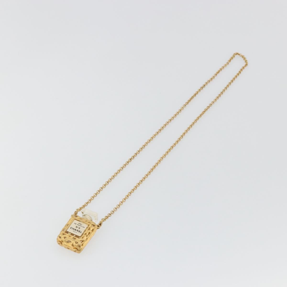 Chanel Cc No.5 Perfume Bottle Pendant Metal Gold Metal Necklace Jewelry (Pre-Owned)
