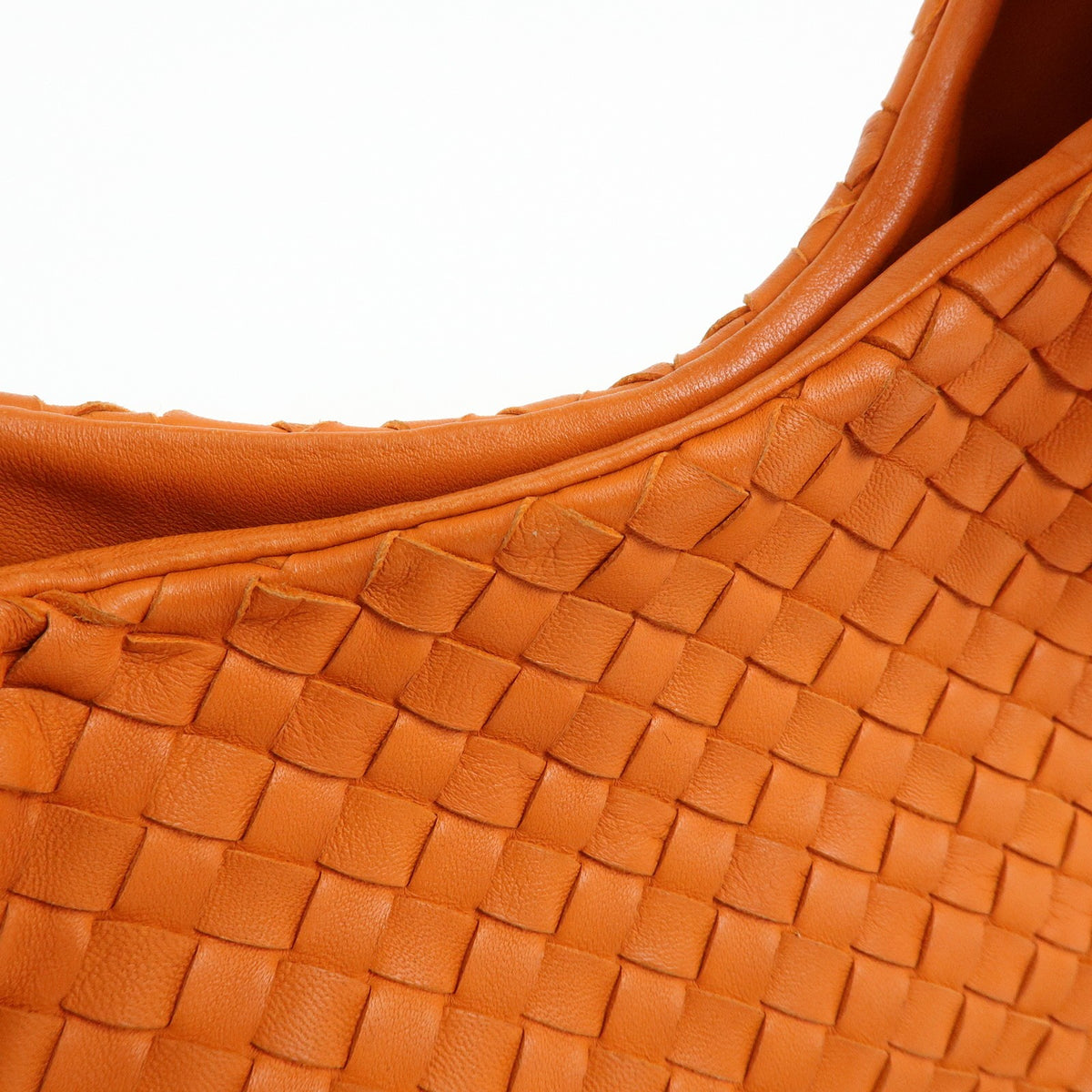 Bottega Veneta Campana Hobo Intrecciato Nappa Orange Leather Shoulder Bag Bag (Pre-Owned)