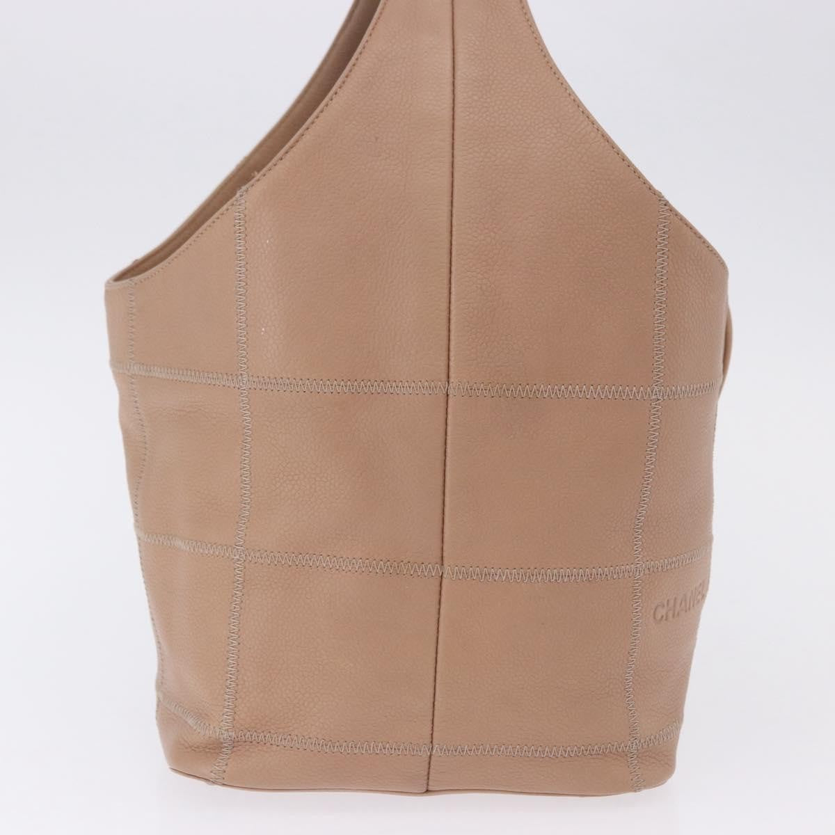 Chanel Square Stitch Tassel Hobo Quilted Leather Beige Leather Handbag (Pre-Owned)