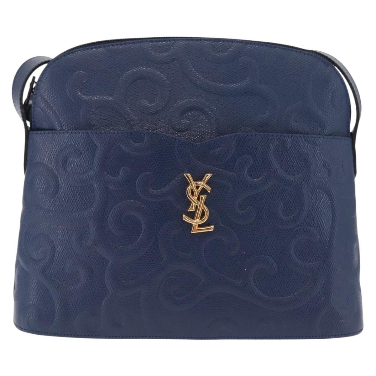 Saint Laurent Overseas Leather Navy Leather Tote Bag Bag (Pre-Owned)