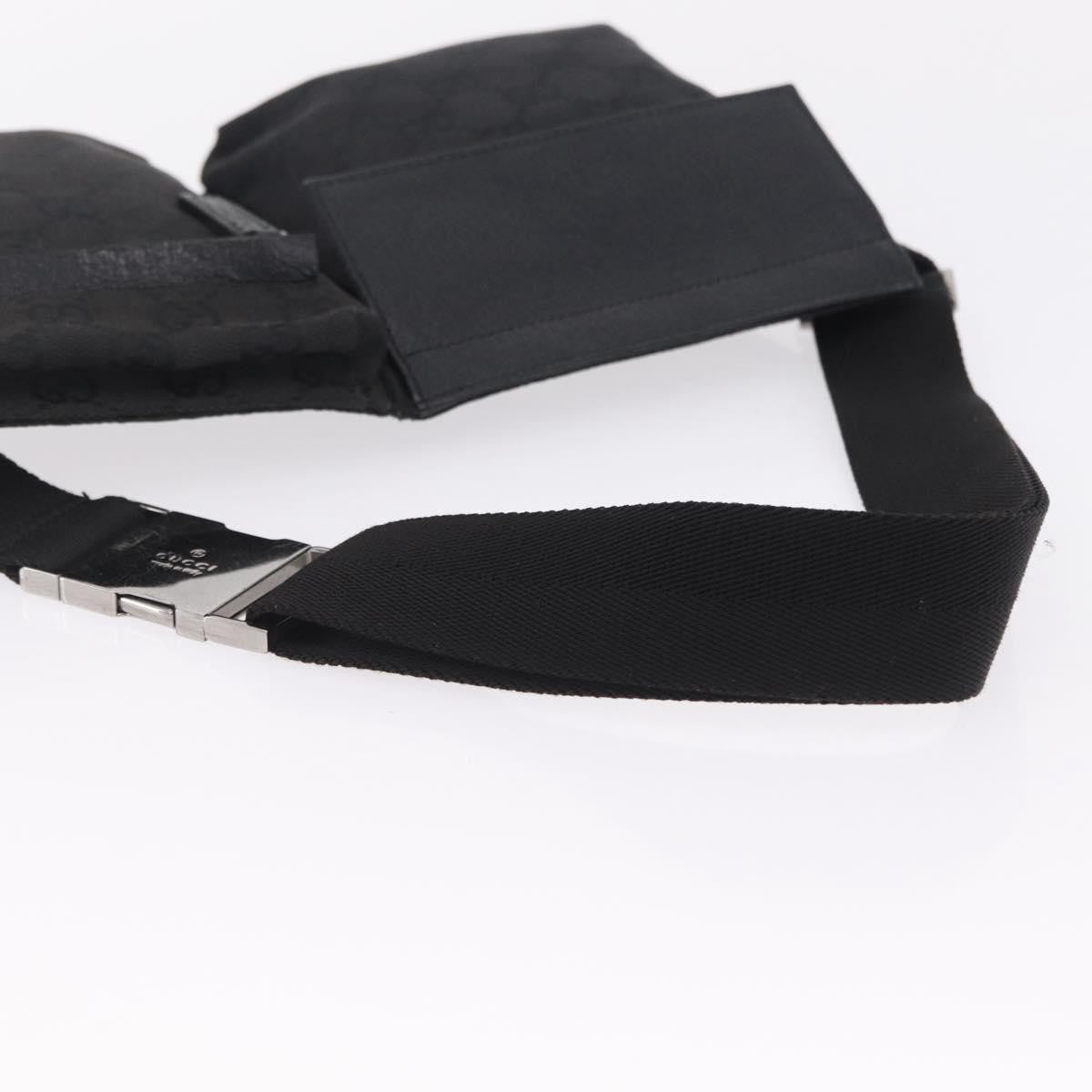 Gucci Two Pocket Belt Bag Gg Canvas Black Canvas Handbag (Pre-Owned)