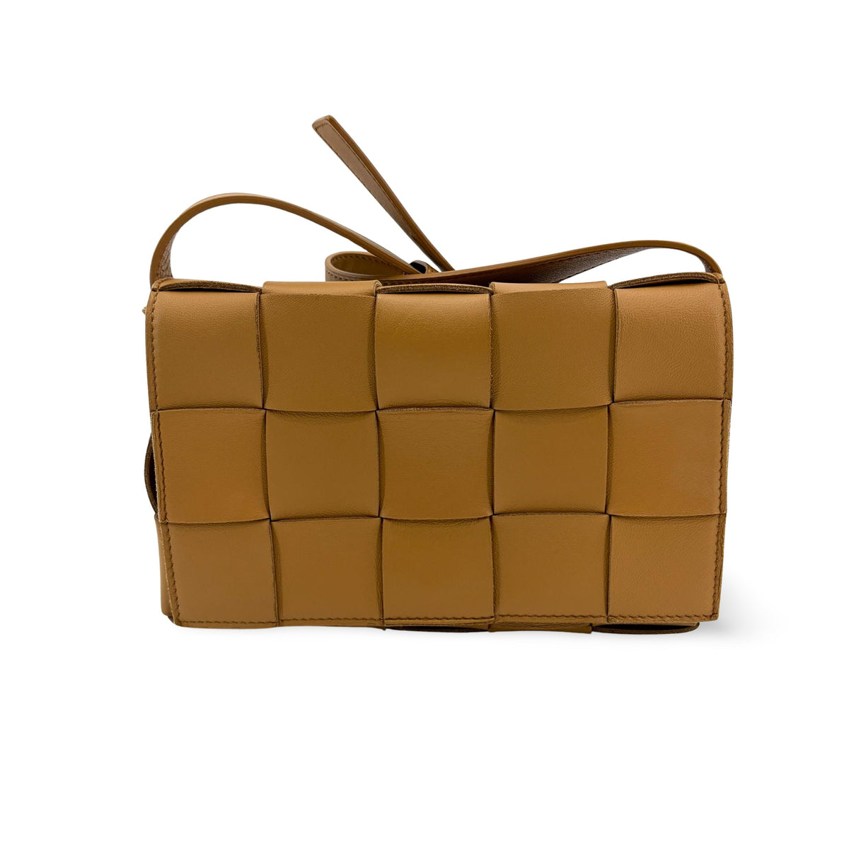 Bottega Veneta Cassette Zip Maxi Intrecciato Webbed Canvas Brown Leather Crossbody Bag Bag (Pre-Owned)