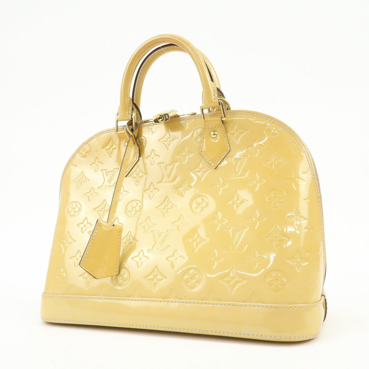 Louis Vuitton Alma Monogram Vernis Yellow Patent_Leather Handbag (Pre-Owned)
