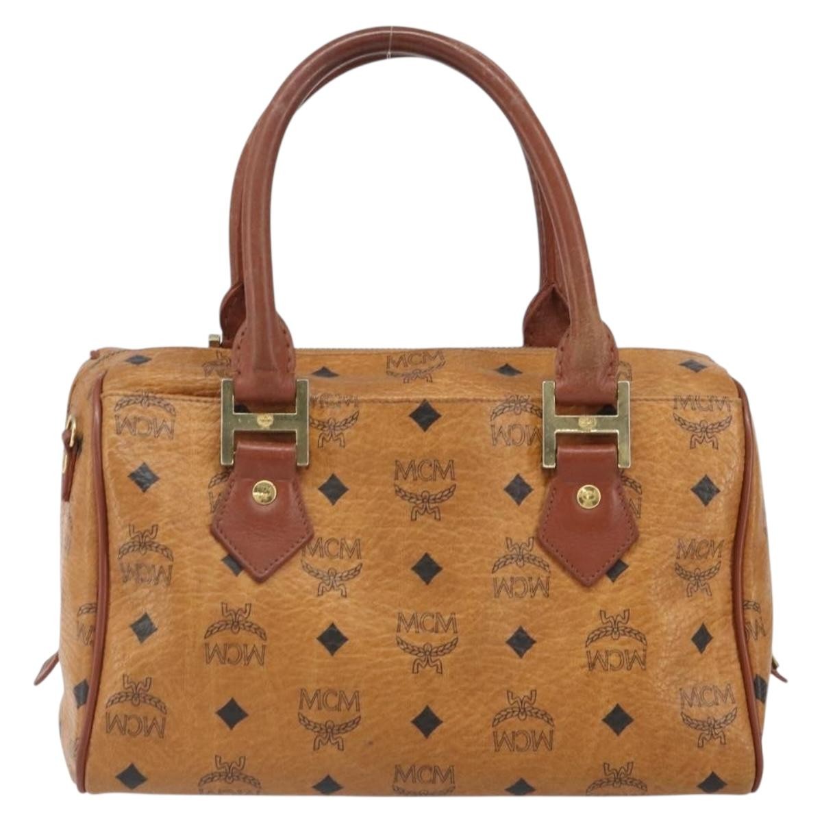 MCM Visetos Logogramme Leather Brown Leather Handbag (Pre-Owned)