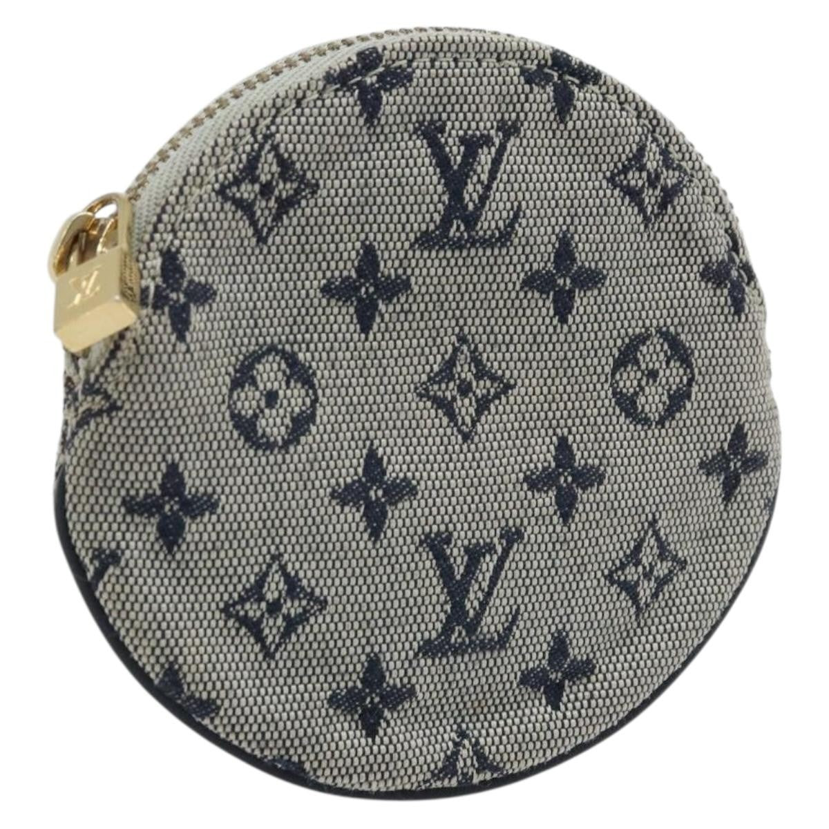 Louis Vuitton Round Coin Purse Mini Lin Blue Canvas Clutche & Pouche Bag (Pre-Owned)