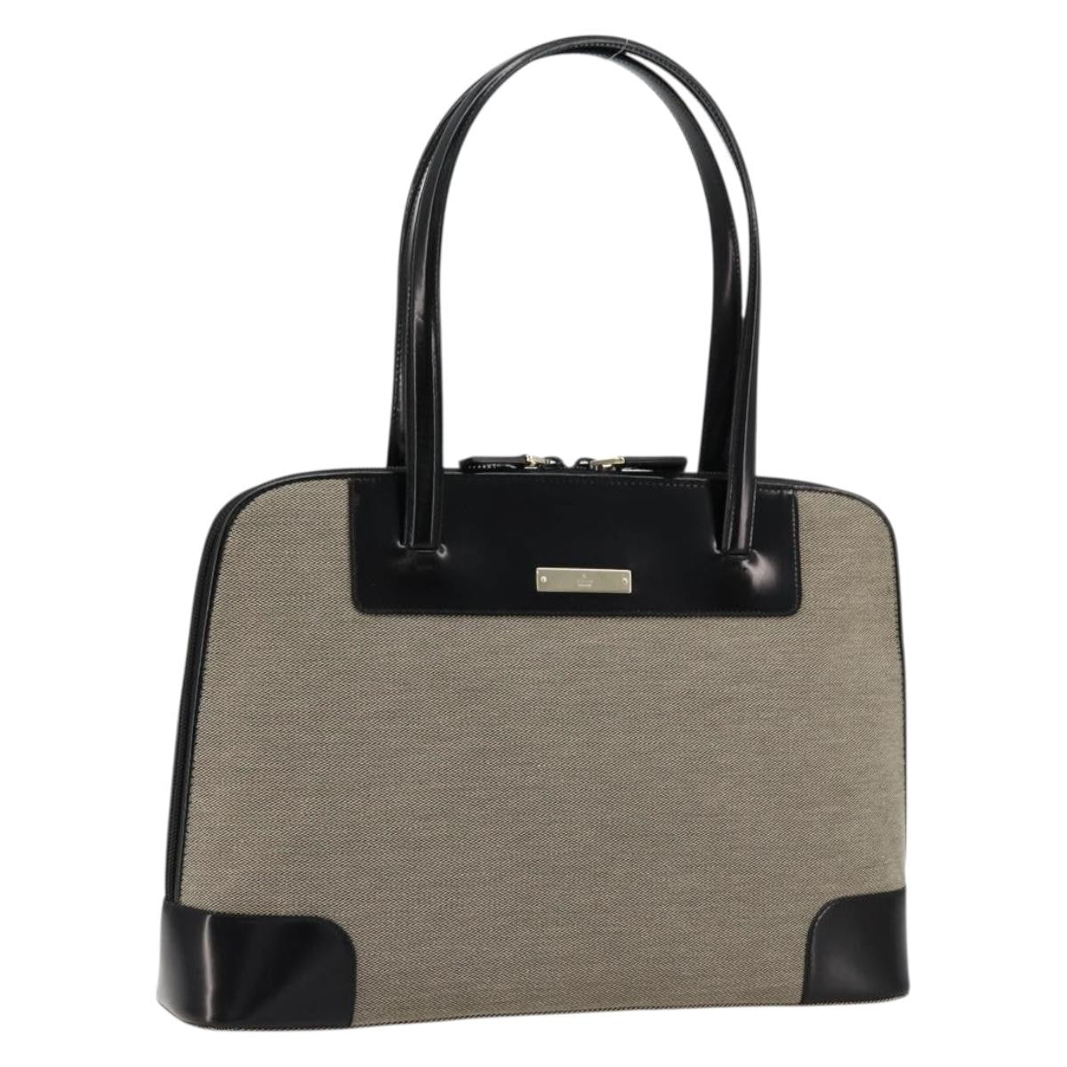 Gucci Open Tote Gg Canvas And Leather Beige Canvas Handbag (Pre-Owned)