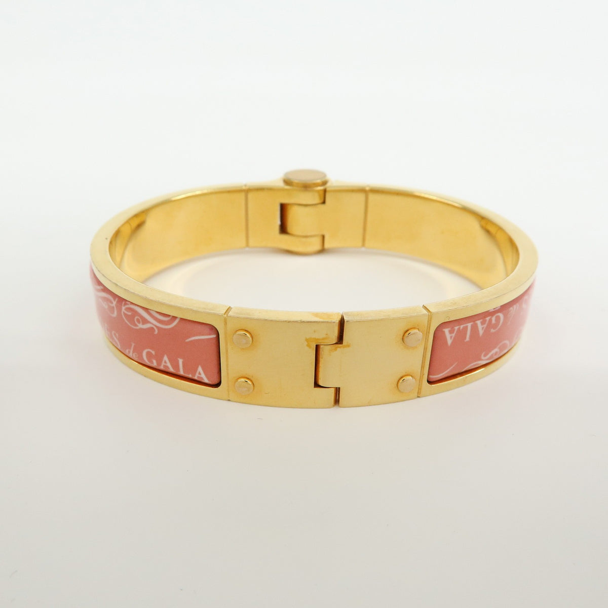 Hermes Charniere Uni Hinged Metal And Enamel Gold Metal Bracelet Jewelry (Pre-Owned)