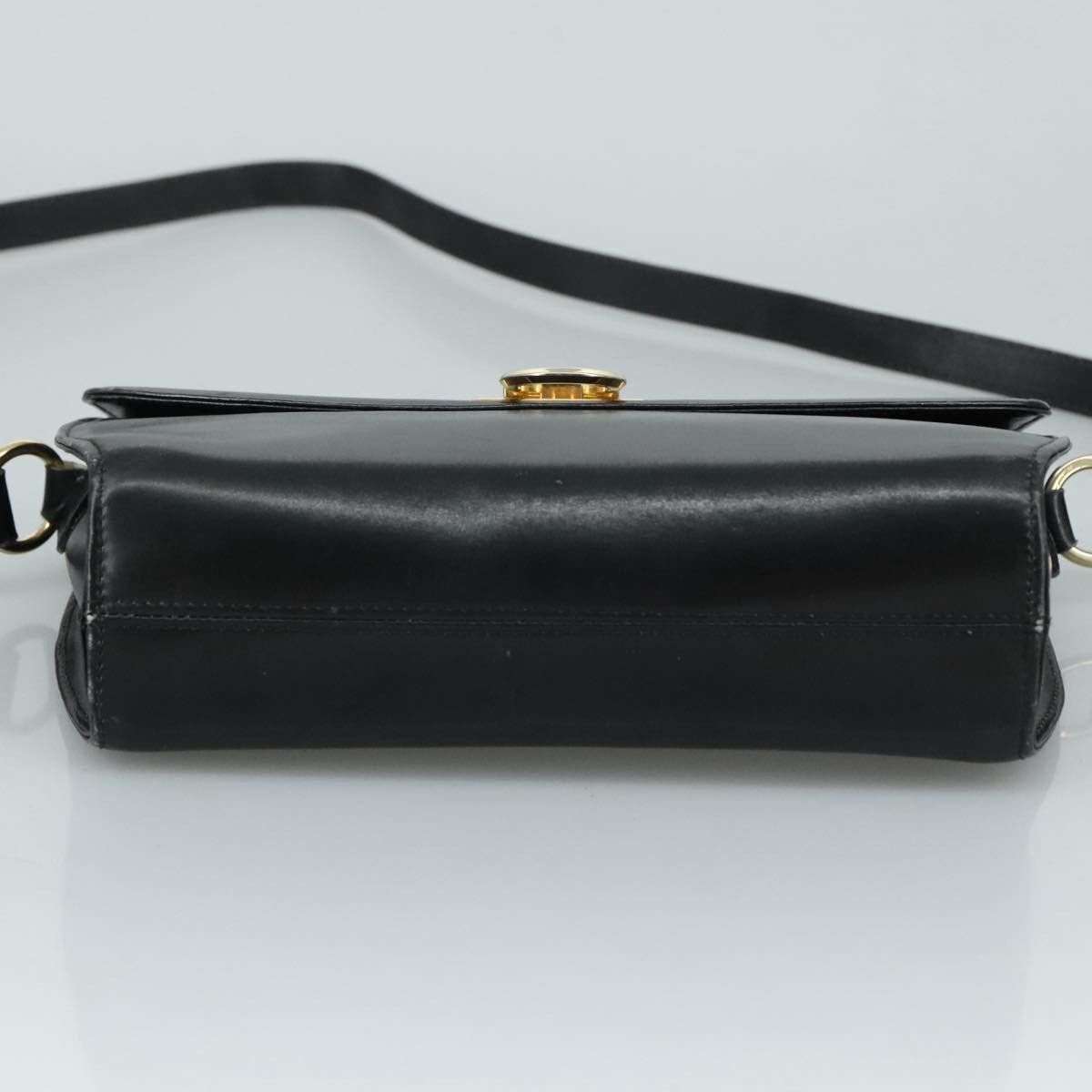 Salvatore Ferragamo Gancini Flap Leather Black Leather Shoulder Bag Bag (Pre-Owned)