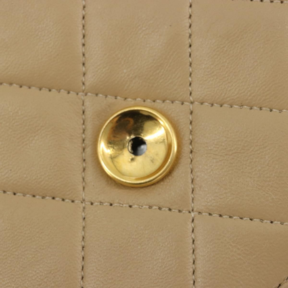 Chanel Vintage Clutch With Chain Quilted Leather Beige Leather Clutche & Pouche Bag (Pre-Owned)