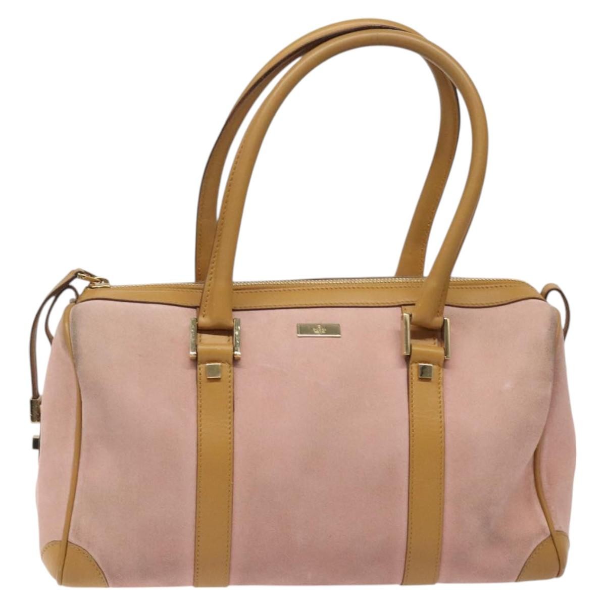 Gucci Vintage Canvas Pink Suede Handbag (Pre-Owned)