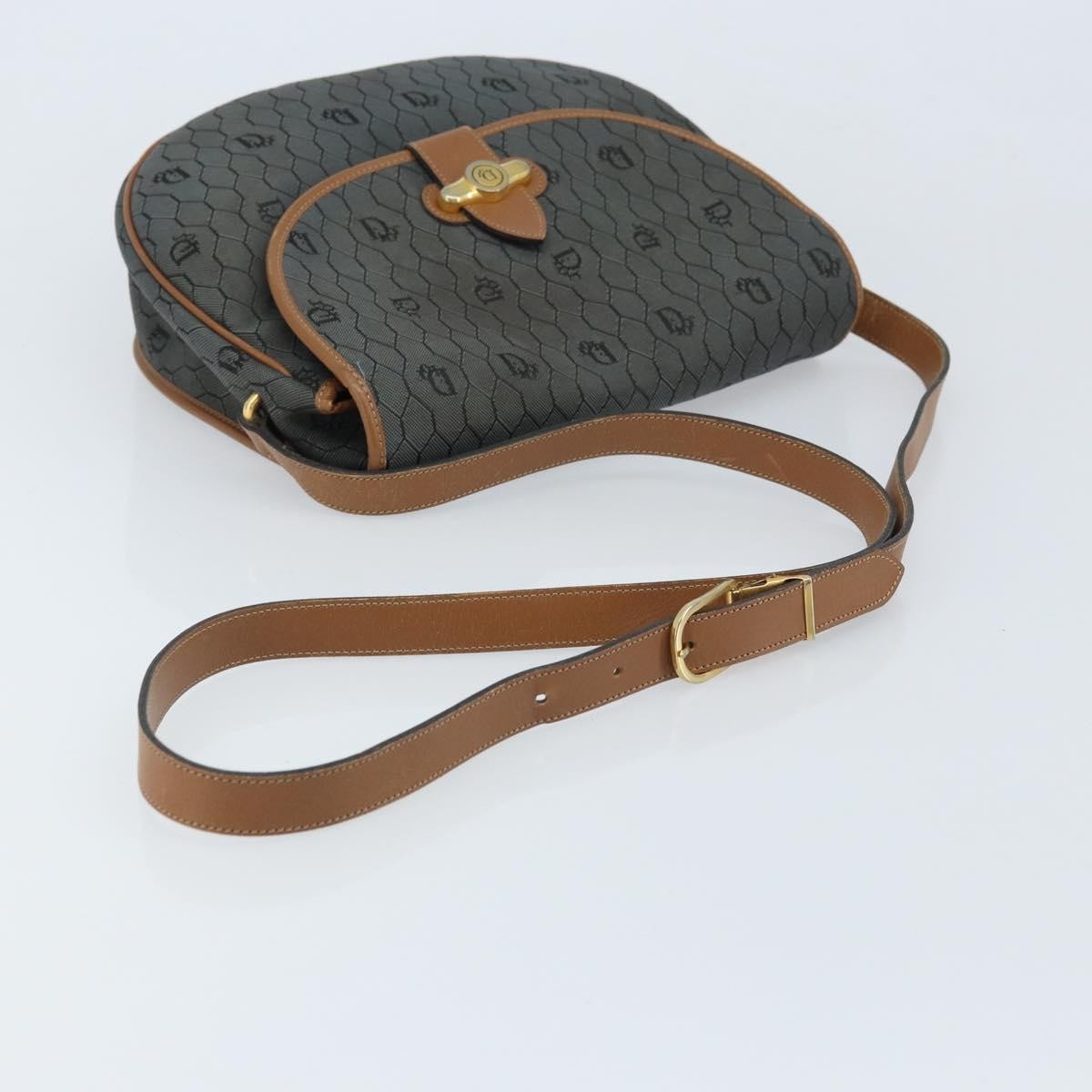 Christian Dior Vintage Honeycomb Flap Canvas And Leather Black Canvas Shoulder Bag Bag (Pre-Owned)
