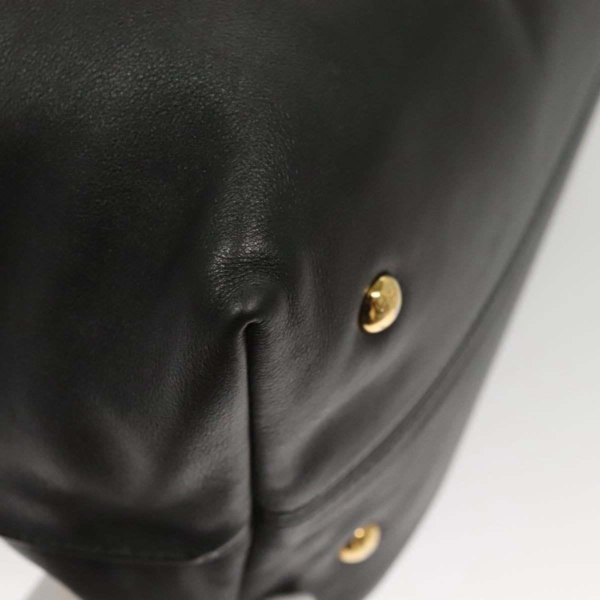 Salvatore Ferragamo Gancini Leather Black Leather Handbag (Pre-Owned)