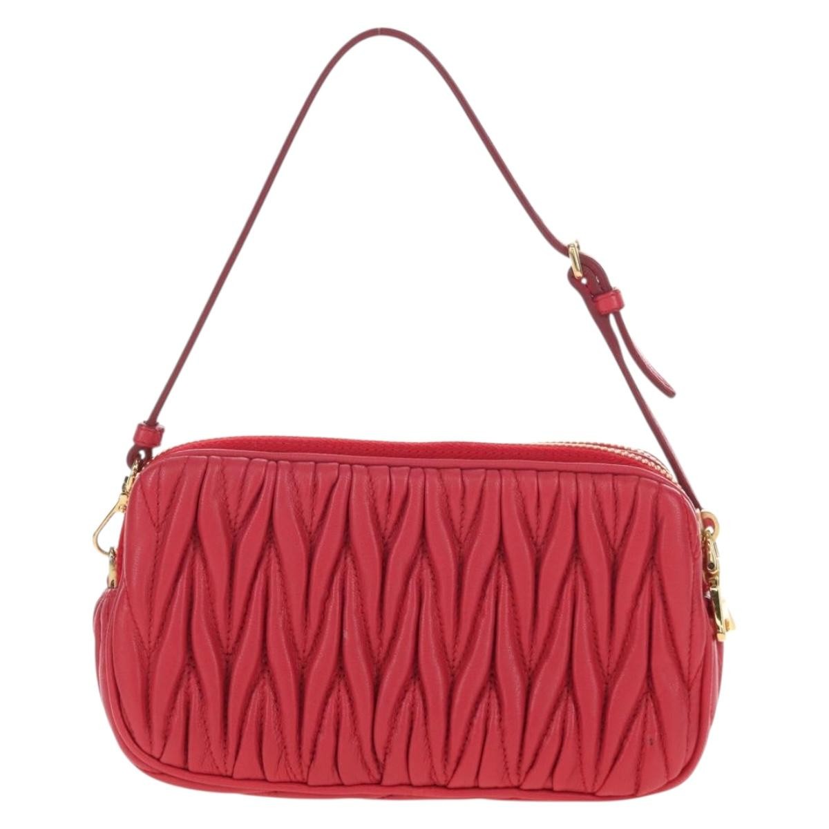 Miu Miu Tech Matelasse Leather Red Leather Crossbody Bag Bag (Pre-Owned)
